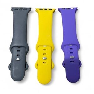 Stylish Gray, Yellow, and Purple Watch Bands